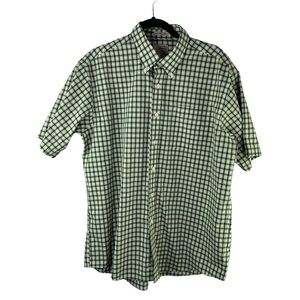 L.L. Bean Green and White Gingham Casual Button Down Shirt